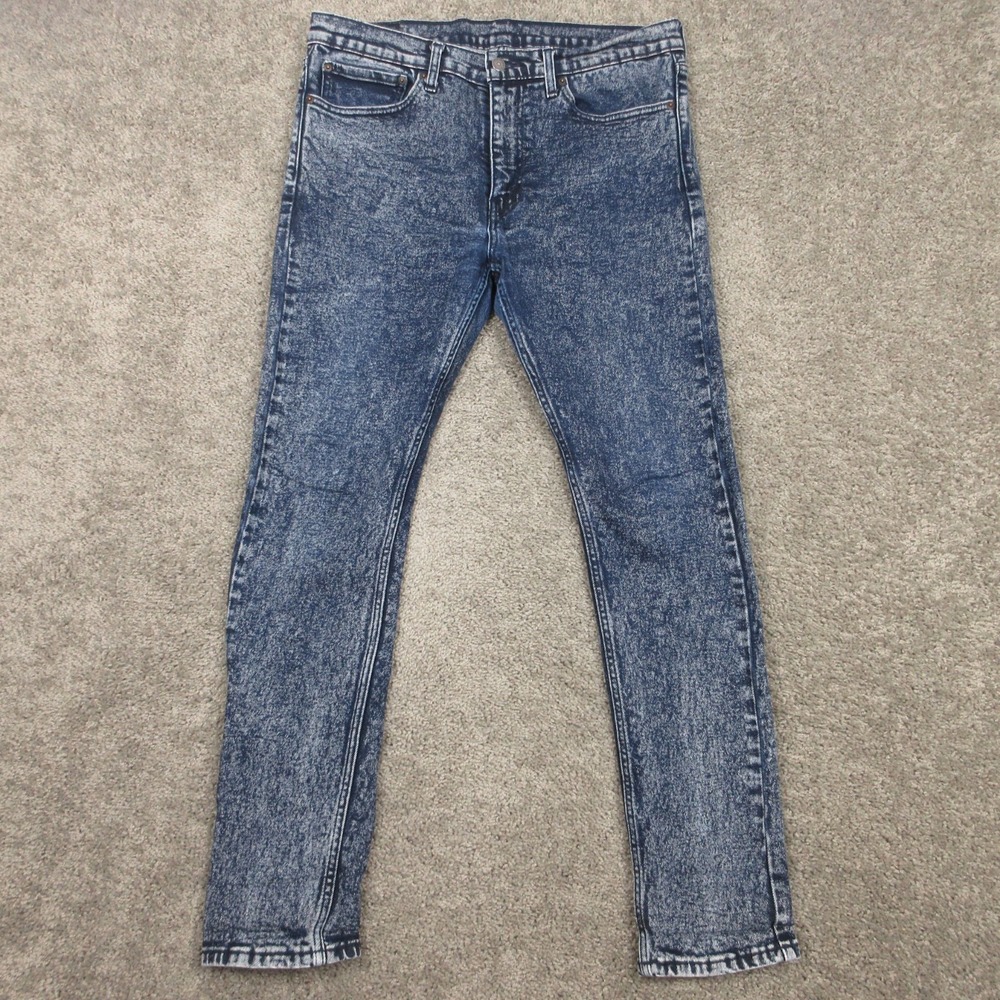 Levis Jeans Mens 34x32 Blue 510 Skinny Acid Wash Flex Zip Fly Denim Pants